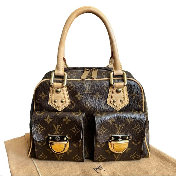Authentic Louis Vuitton Monogram Leather Manhattan PM Satchel Bag with Dust Bag - Picture 4 of 16